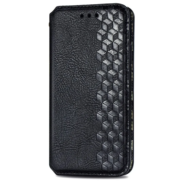 For Xiaomi Redmi Note 13 4G PU Leather Case Rhombus Imprint Wallet Stand Phone Cover - Black
