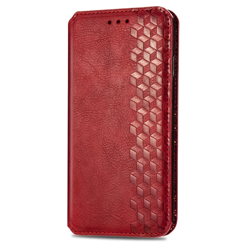 For Motorola Moto G24 Power PU Leather Case Rhombus Imprint Wallet Stand Phone Cover - Red