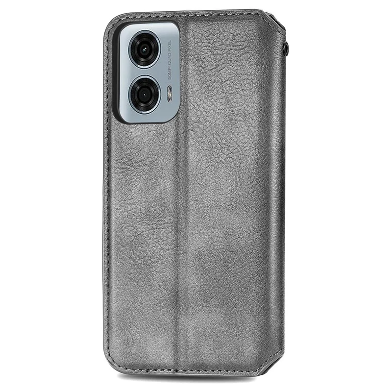 Для телефона Motorola Moto G24 Power чехол с напечатанным стоячим кожаным противоударным покрытием - серый