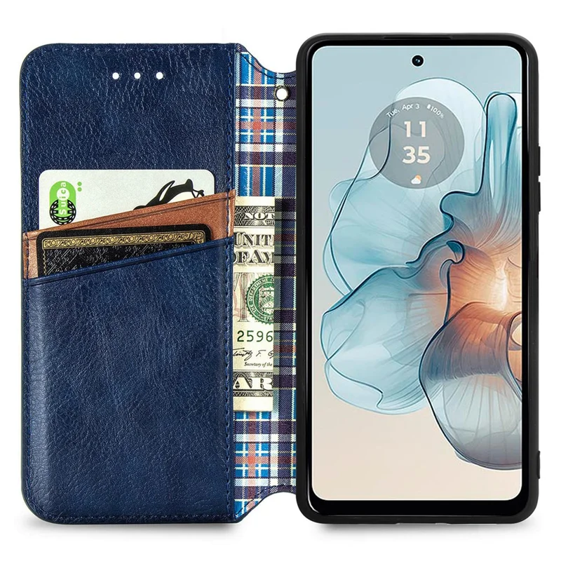 Für Motorola Moto G24 Handy-Hülle Bedruckter Faltständer Leder Rutschfeste Abdeckung - Blau