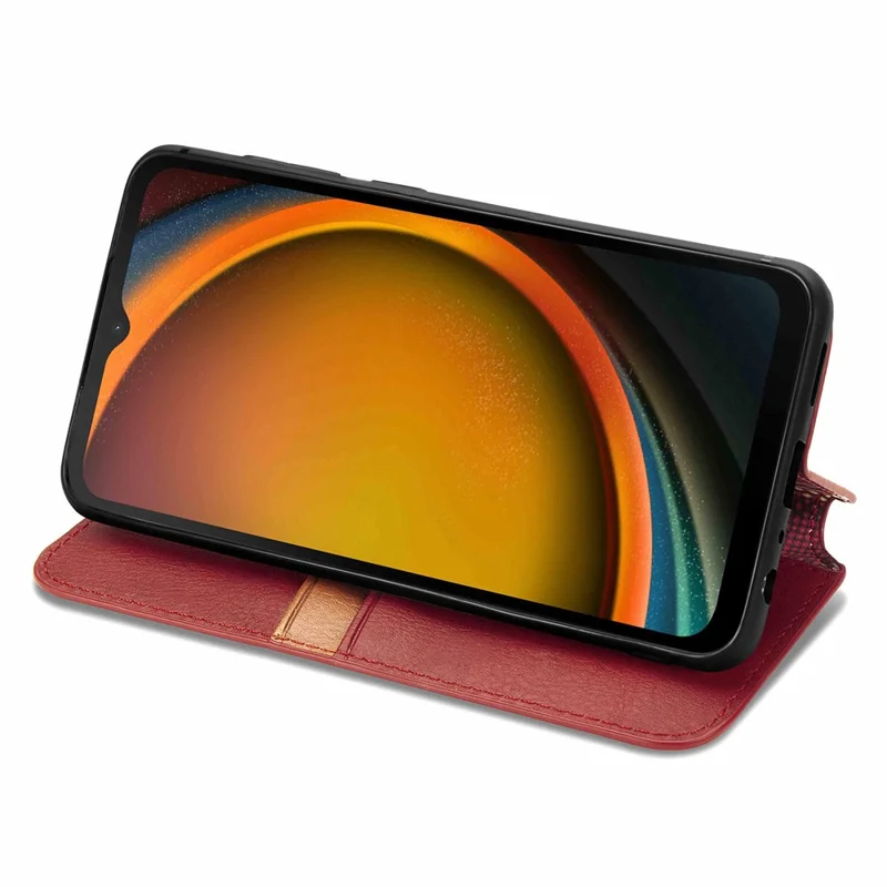 Étui pour téléphone cellulaire Samsung Galaxy Xcover7 Étui portefeuille en cuir à imprimé losange avec rabat - Rouge