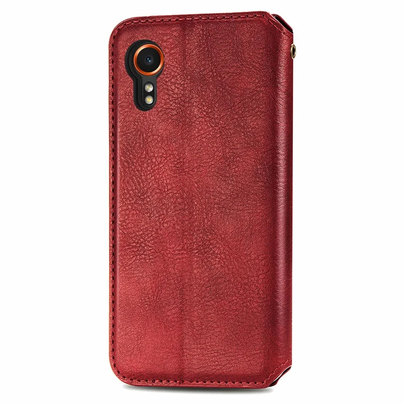 Étui pour téléphone cellulaire Samsung Galaxy Xcover7 Étui portefeuille en cuir à imprimé losange avec rabat - Rouge
