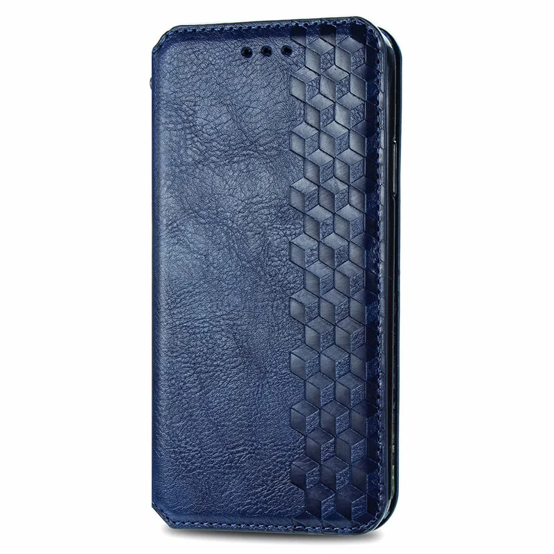 For Samsung Galaxy Xcover7 PU Leather Case Rhombus Imprint Wallet Stand Phone Cover - Blue