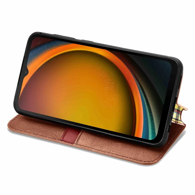 Pour Samsung Galaxy Xcover7 Étui de téléphone portable Imprimé Rhombus Cuir Portefeuille Flip Cover - Marron