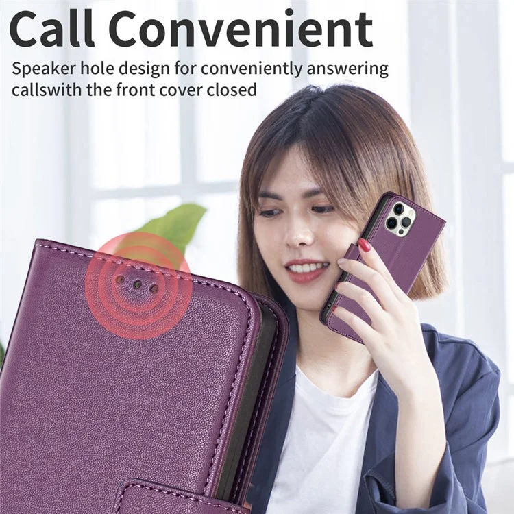 BINFEN COLOR BF17 For Sony Xperia 10 VI Case PU Leather Magnetic Buckle Flip Phone Cover - Dark Purple