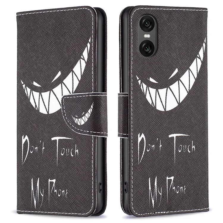 Für Sony Xperia 10 VI Handyhülle Musterbedruckung Leder Flip Ständer Brieftasche Cover - Fassen Sie mein Telefon nicht an