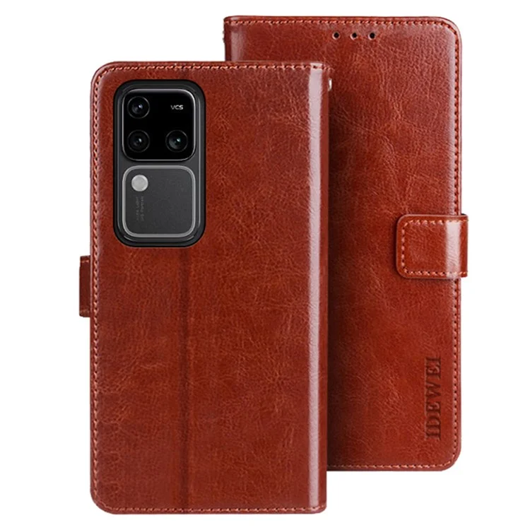 IDEWEI Para vivo V30 Pro 5G Case PU Leather Wallet Stand Phone Cover - Marrom