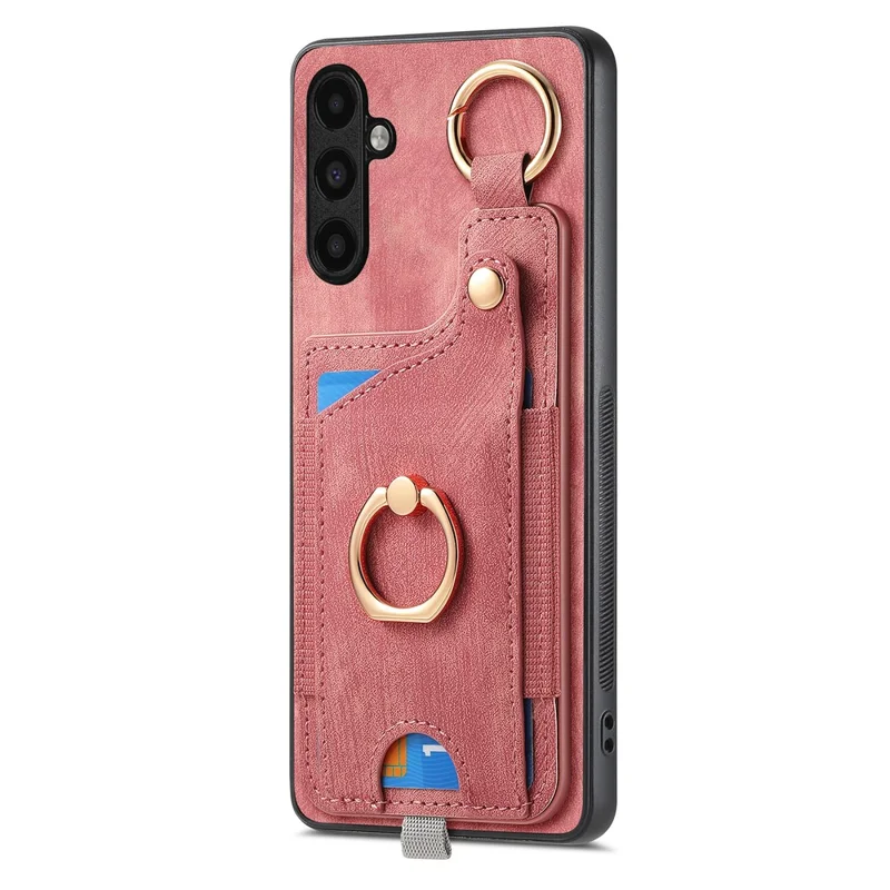 For Samsung Galaxy A24 4G (162.1 X 77.6 X 8.3mm) Cell Phone Case Leather Card Holder Phone Protector - Pink