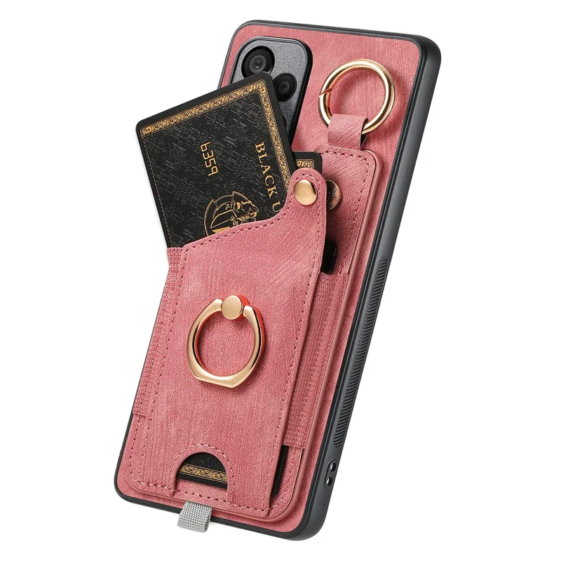 For Samsung Galaxy A24 4G (162.1 X 77.6 X 8.3mm) Cell Phone Case Leather Card Holder Phone Protector - Pink