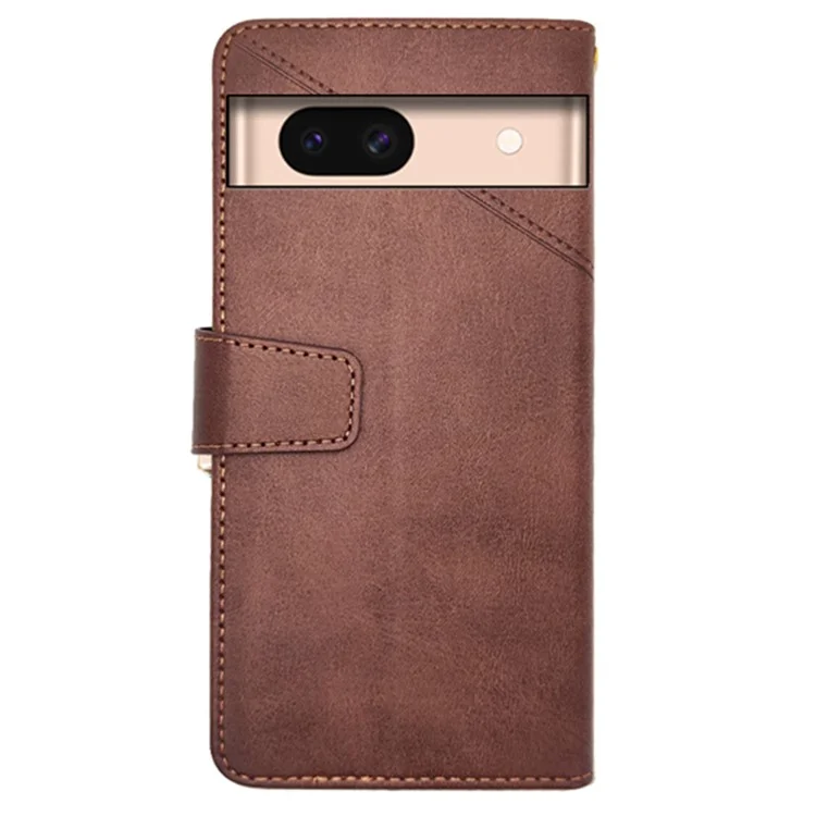 IDEWEI Per Google Pixel 8a Case Card Slots Wallet Calf Texture PU Leather Phone Cover - Marrone