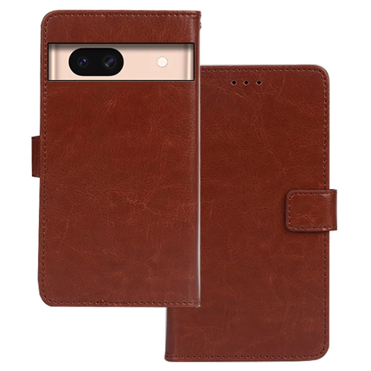 IDEWEI For Google Pixel 8a Case Leather Phone Cover Foldable Phone Stand - Brown