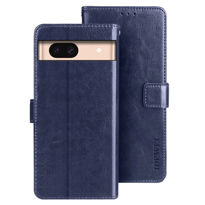 IDEWEI für Google Pixel 8a Hülle Crazy Horse PU-Leder Kartenfach Ständer Handyhülle - Dunkelblau