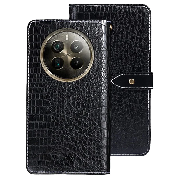 IDEWEI For Realme 12 Pro 5G / 12 Pro+ 5G Case Crocodile Texture PU Leather Flip Wallet Phone Cover - Black