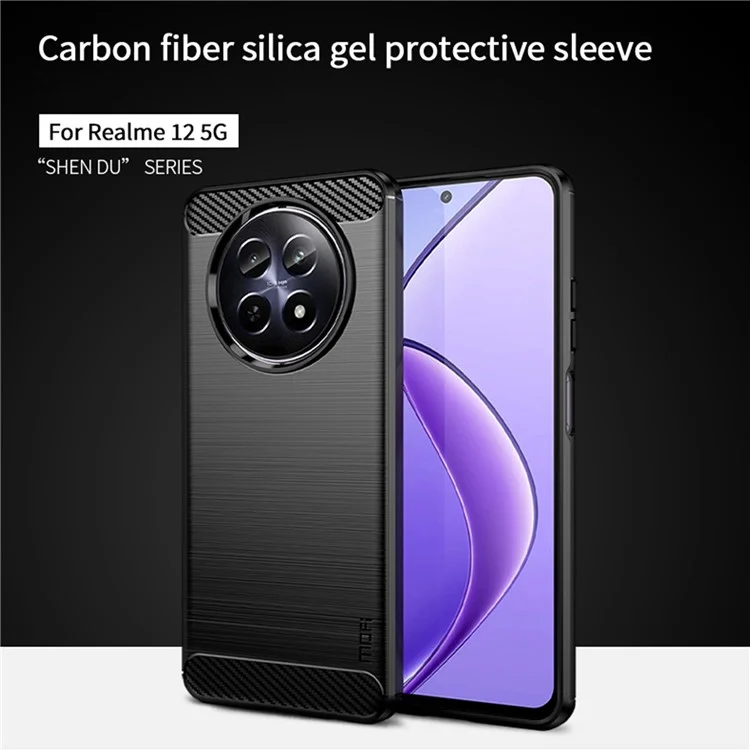 MOFI JK TPU Series-1 For Realme 12 5G Case Brushed Anti-Fall TPU Phone Cover - Black