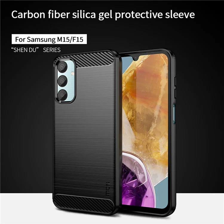 MOFI JK TPU Série-1 Para Samsung Galaxy M15 5G / F15 5G Case Brushed Soft TPU Phone Cover - Preto