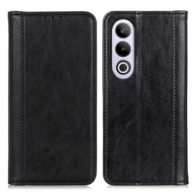 For OnePlus Nord CE4 5G Magnetic Case Litchi Texture Split Leather Phone Cover - Black
