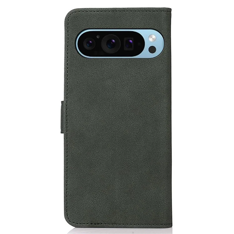 KHAZNEH Für Google Pixel 9 / Pixel 9 Pro Stoßfeste PU-Leder-Handyhülle mit Geldbörse und Ständer - Grün