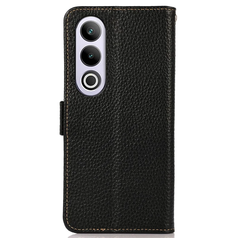 KHAZNEH For OnePlus Nord CE4 5G RFID Blocking Case Genuine Cow Leather Phone Cover - Black