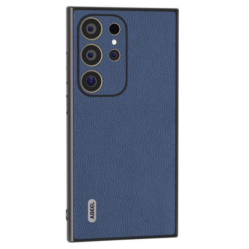 ABEEL For Samsung Galaxy S24 Ultra Case Cowhide Leather Soft TPU Hard PC Hybrid Phone Cover - Blue