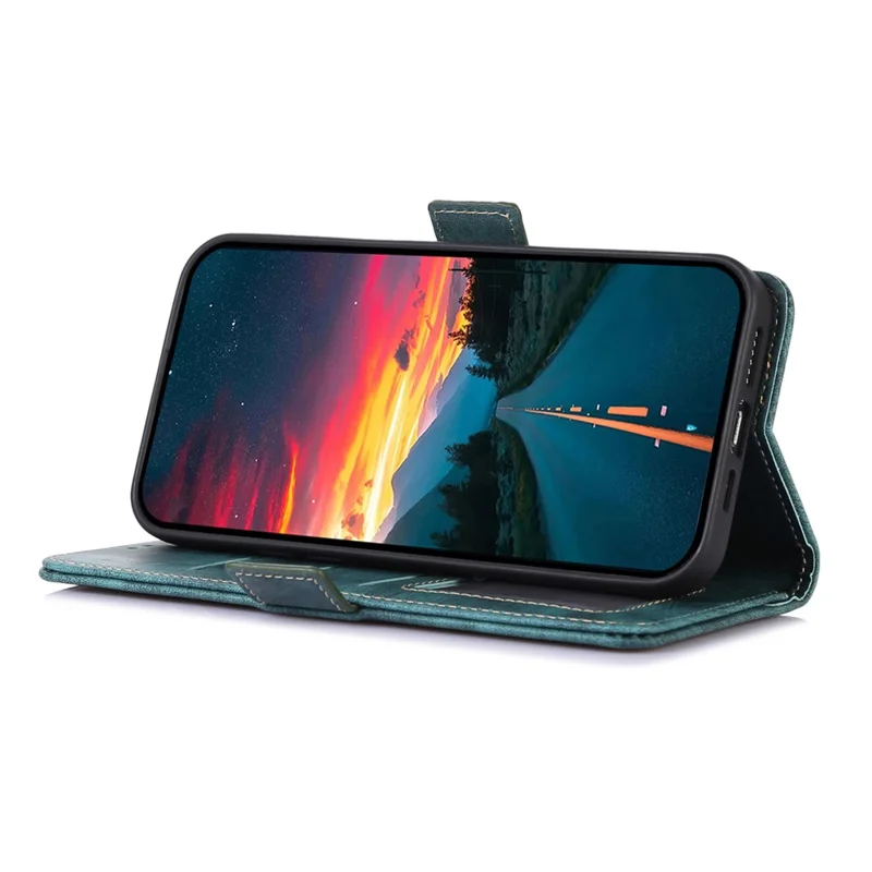 ABEEL For iPhone 13 Pro Phone Case Retro Texture PU Leather Wallet Phone Protective Cover - Green