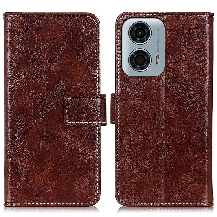 Para Motorola Moto G45 5G / G34 5G Funda resistente a caídas Case Retro Cartera de Piel PU Soporte de Teléfono - Marrón