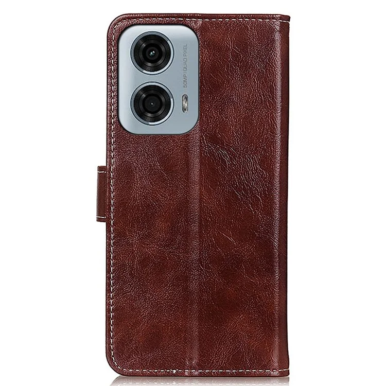 Para Motorola Moto G45 5G / G34 5G Funda resistente a caídas Case Retro Cartera de Piel PU Soporte de Teléfono - Marrón