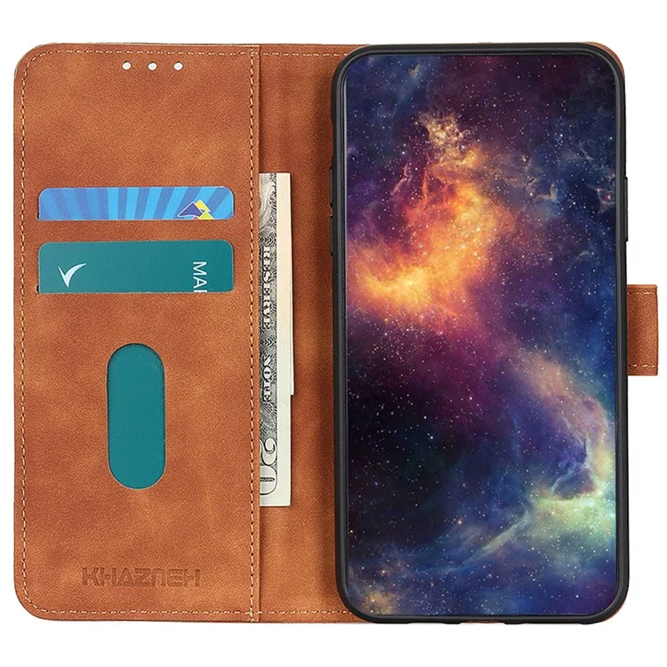 KHAZNEH para Motorola Moto G45 5G / G34 5G Funda Retro de Piel Sintética con Soporte de Visualización - Marrón