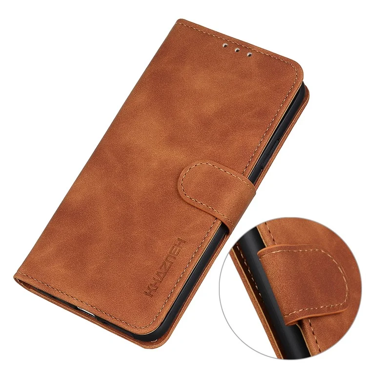 KHAZNEH para Motorola Moto G45 5G / G34 5G Funda Retro de Piel Sintética con Soporte de Visualización - Marrón