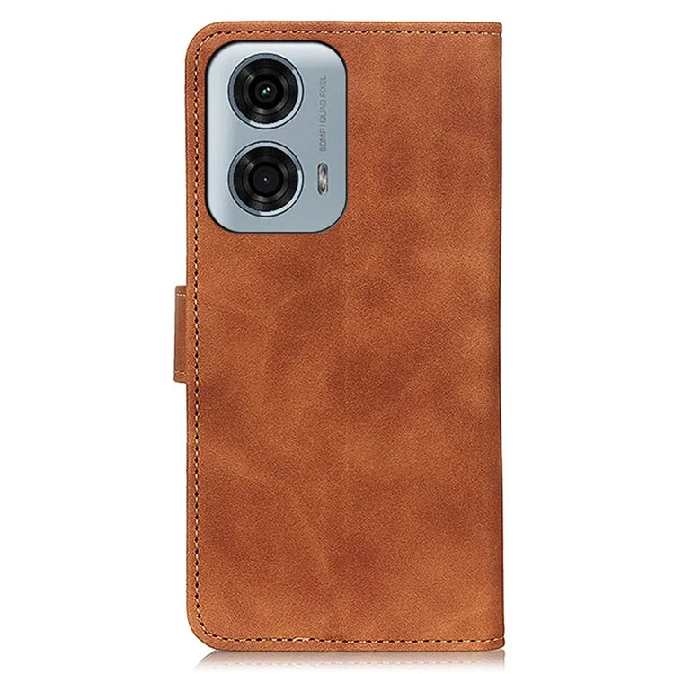 KHAZNEH para Motorola Moto G45 5G / G34 5G Funda Retro de Piel Sintética con Soporte de Visualización - Marrón