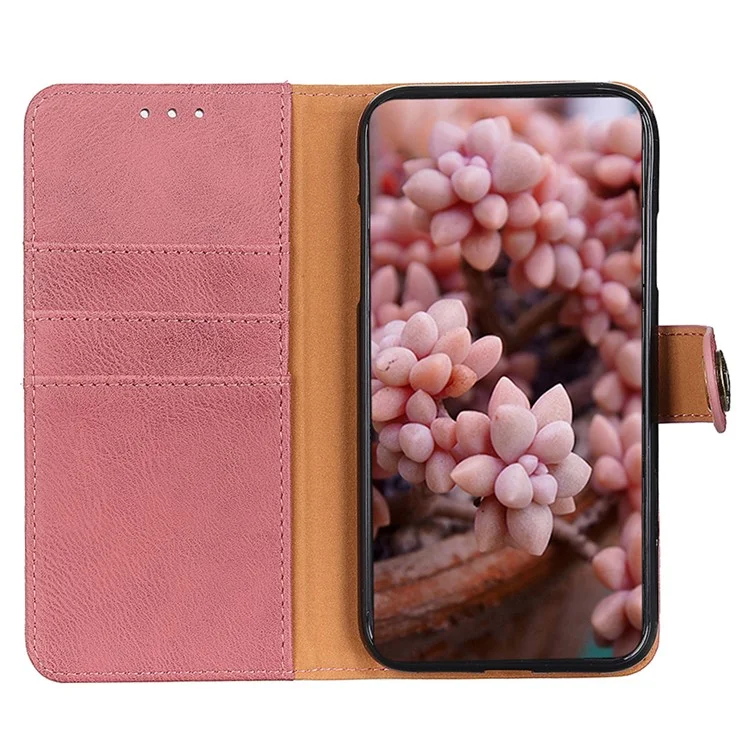 KHAZNEH para Motorola Moto G45 5G / G34 5G Estuche para teléfono móvil Textura de cuero de vaca Cubierta de cartera - Rosa