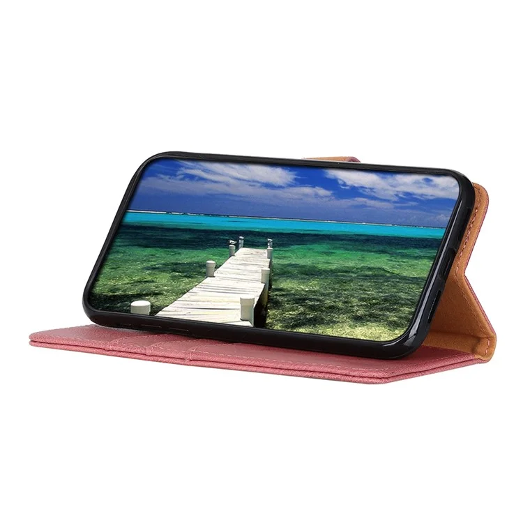 KHAZNEH para Motorola Moto G45 5G / G34 5G Estuche para teléfono móvil Textura de cuero de vaca Cubierta de cartera - Rosa