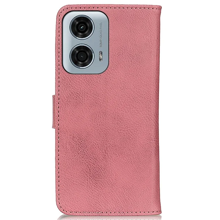 KHAZNEH para Motorola Moto G45 5G / G34 5G Estuche para teléfono móvil Textura de cuero de vaca Cubierta de cartera - Rosa