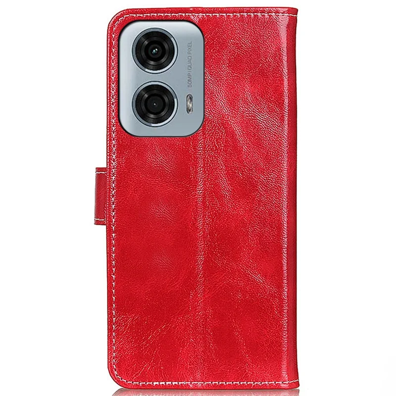 Для Motorola Moto G24 Power Anti-Scratch Wallet Phone Stand Case Retro Crazy Horse Texture PU Leather Cover - Red