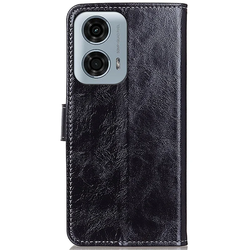 Para Motorola Moto G24 Power Carcasa de Teléfono Antirrascado con Soporte de Billetera - Negro