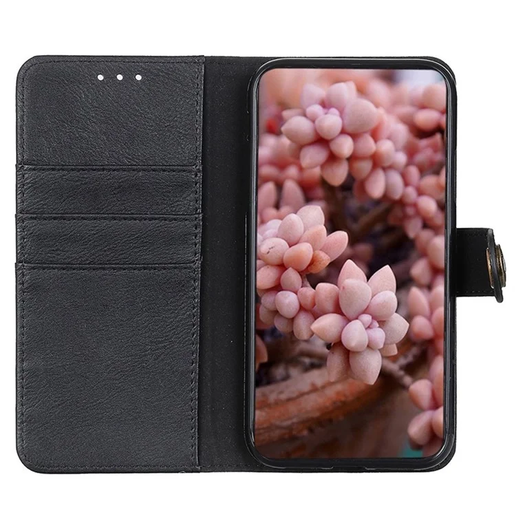 KHAZNEH For Motorola Moto G24 Power Cowhide Texture Phone Case Leather Wallet Cover - Black