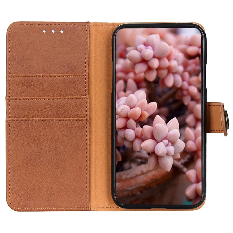 KHAZNEH For Motorola Moto G24 Power Cowhide Texture Phone Case Leather Wallet Cover - Brown