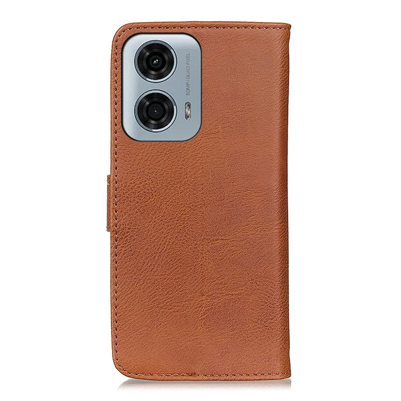 KHAZNEH For Motorola Moto G24 Power Cowhide Texture Phone Case Leather Wallet Cover - Brown