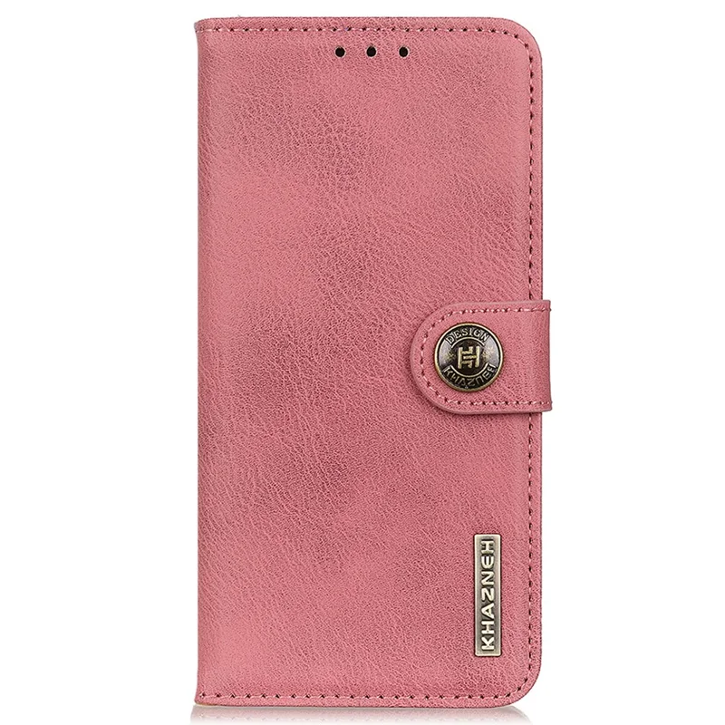 KHAZNEH Para Motorola Moto G24 Power Cowhide Texture Phone Case Leather Wallet Cover - Pink