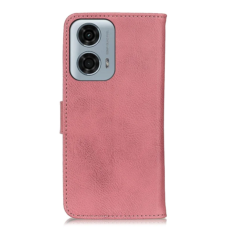 KHAZNEH Para Motorola Moto G24 Power Cowhide Texture Phone Case Leather Wallet Cover - Pink