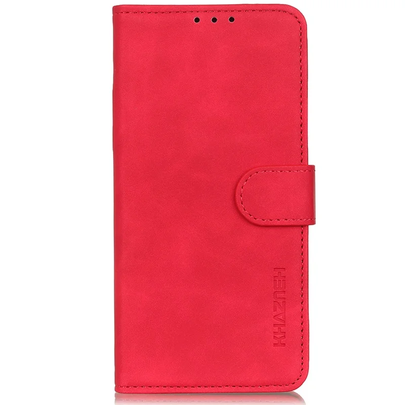 KHAZNEH For Motorola Moto G24 Power Case PU Leather Phone Cover Retro Phone Stand - Red