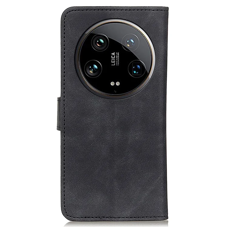 KHAZNEH Für Xiaomi 14 Ultra Case Retro PU-Leder Wallet Bump Proof Phone Cover - Schwarz