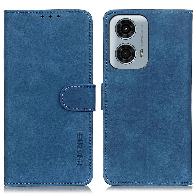 KHAZNEH para Motorola Moto E14 4G / G04 4G / G04s 4G / G24 4G Estuches de teléfono móvil Cuero PU retro a prueba de caídas - Azul
