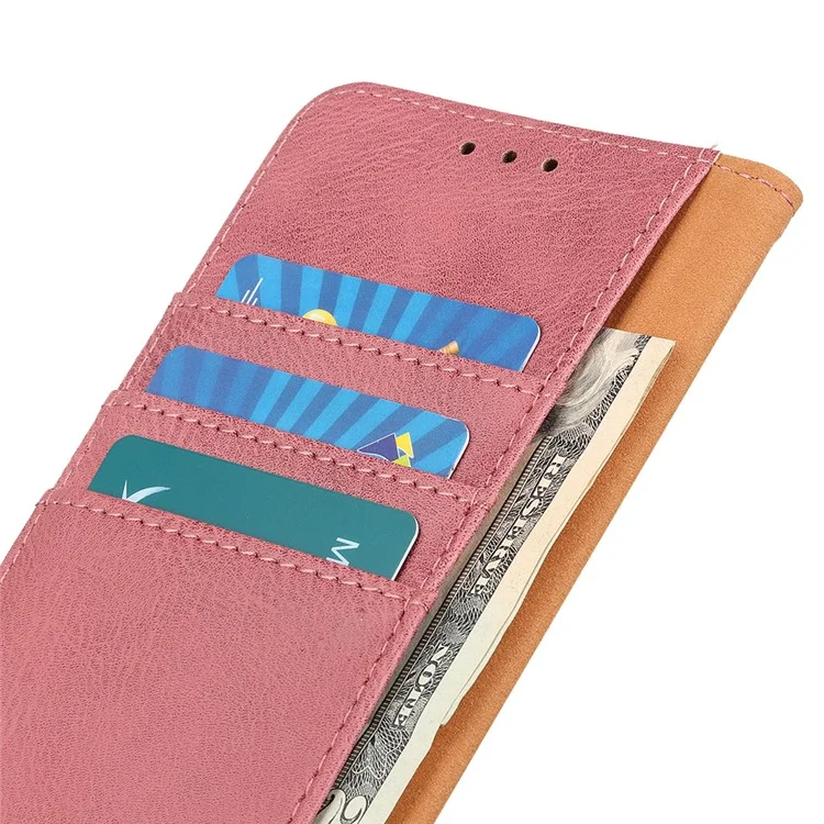 KHAZNEH For Motorola Moto G04 4G / G24 4G Phone Case Leather Wallet Cowhide Texture Cover - Pink