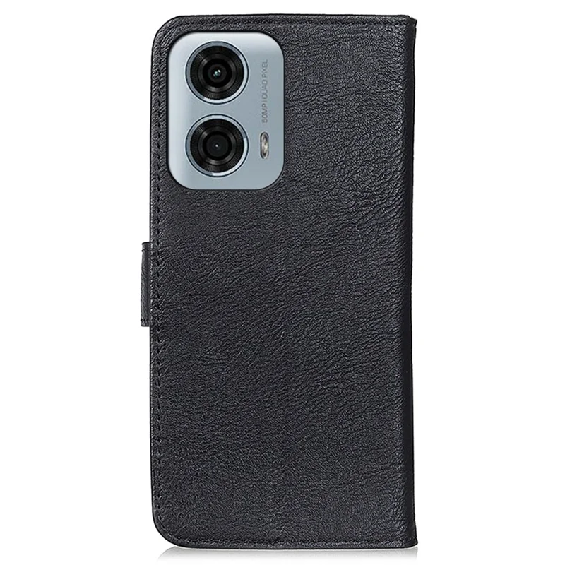 KHAZNEH per Motorola Moto E14 4G / G04 4G / G04s 4G / G24 4G Custodia per telefono in pelle con portafoglio Texture Cowhide - Nero