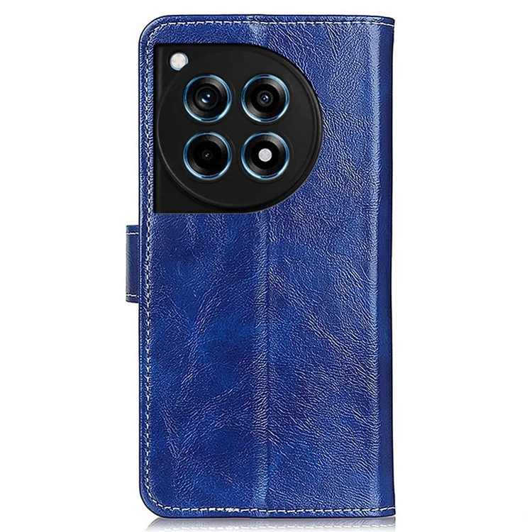 For OnePlus 12R 5G / Ace 3 5G Wallet Case Retro PU Leather Cell Phone Shell - Blue