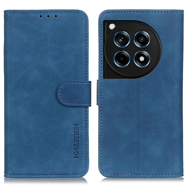 KHAZNEH For OnePlus 12R 5G / Ace 3 5G Case Retro PU Leather Wallet Stand Phone Protection Cover - Blue