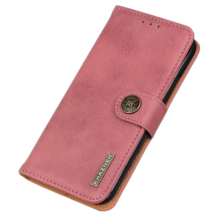 KHAZNEH For OnePlus 12R 5G / Ace 3 5G Cell Phone Case Cowhide Texture Leather Wallet Anti-scratch Cover - Pink