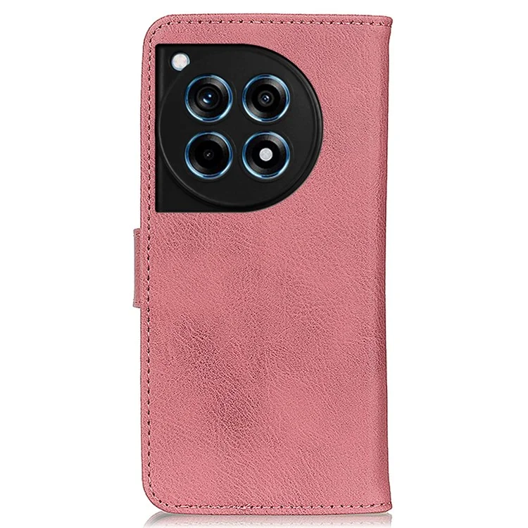 KHAZNEH For OnePlus 12R 5G / Ace 3 5G Cell Phone Case Cowhide Texture Leather Wallet Anti-scratch Cover - Pink