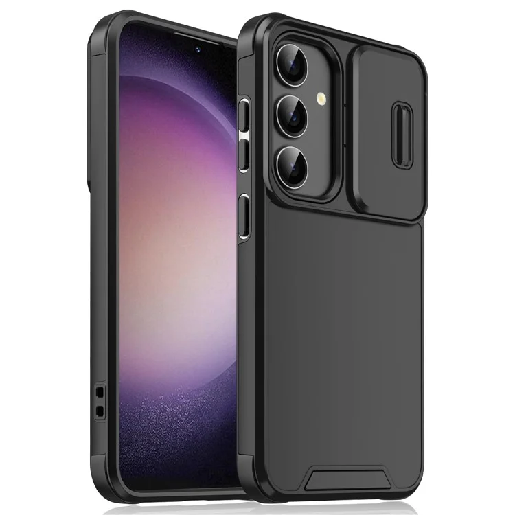 For Samsung Galaxy A25 5G (Global) (161.0 x 76.5 x 8.3mm) Case PC+TPU Phone Case with Slide Camera Cover - Black