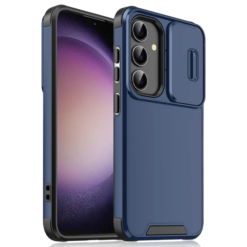 For Samsung Galaxy A15 4G / A15 5G Cell Phone Case Slide Camera Shield PC+TPU Bump Proof Cover - Blue